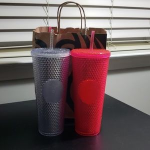 2 Starbucks Holiday Studded Tumbler Pink Platinum